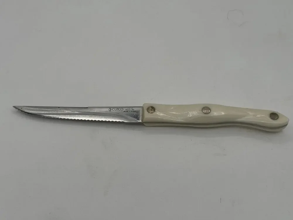 Cutco 1721 Utility Trimming White Pearl Handle Serrated Edge Knife USA